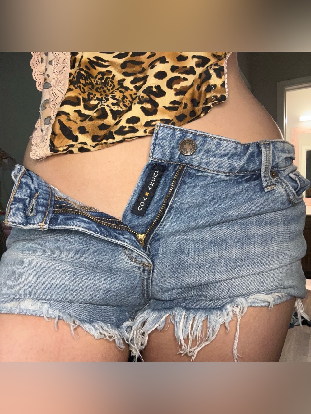 Lucky Brand Women's Blue Frayed Jean Shorts